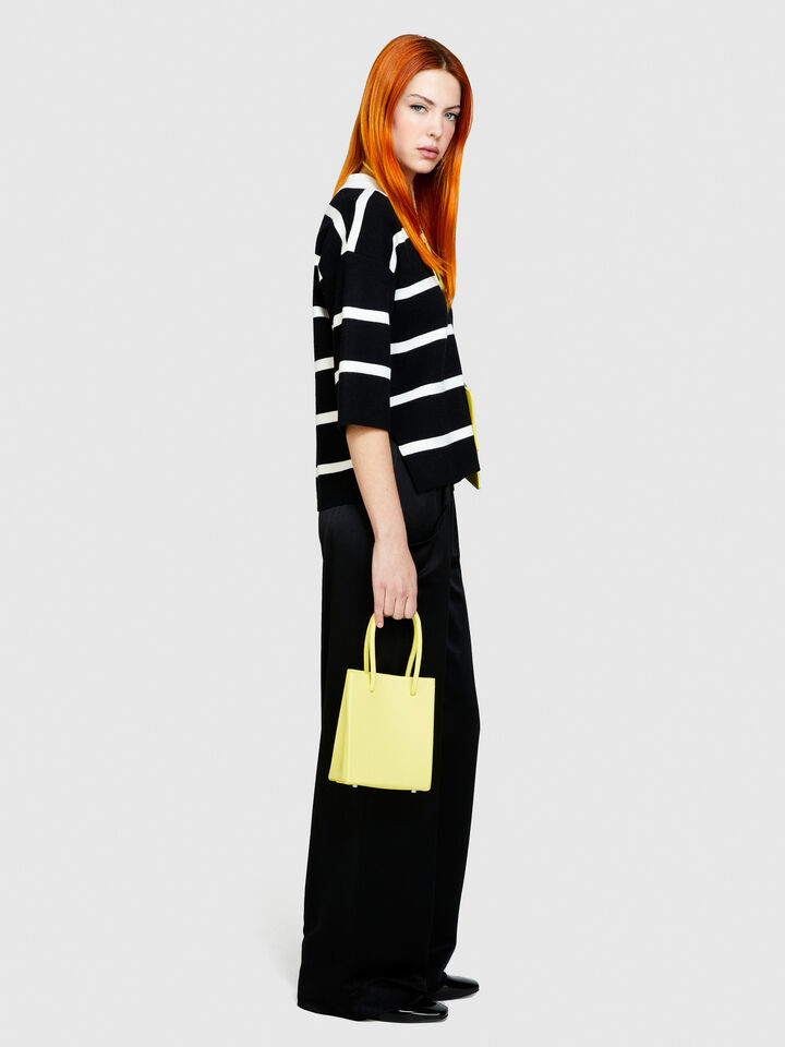 Satin pants - women's palazzo trousers - Black | Sisley image number 2